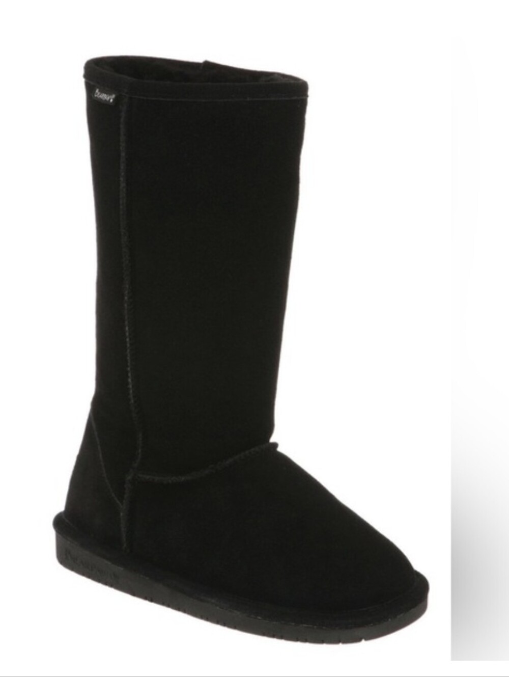 Bearpaw Emma Tall Shearling Lining Black Suede Boots Cozy Warm Wool Size 10. New